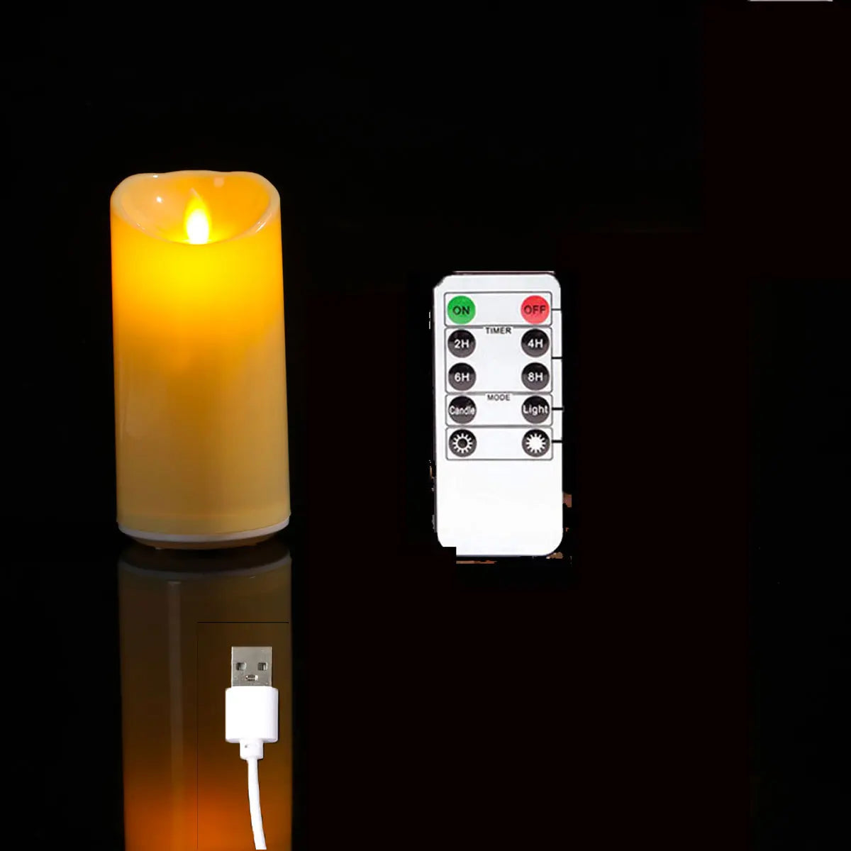 Bougies LED Flamme Vacillante FOYRA — Rechargeables USB, avec télécommande