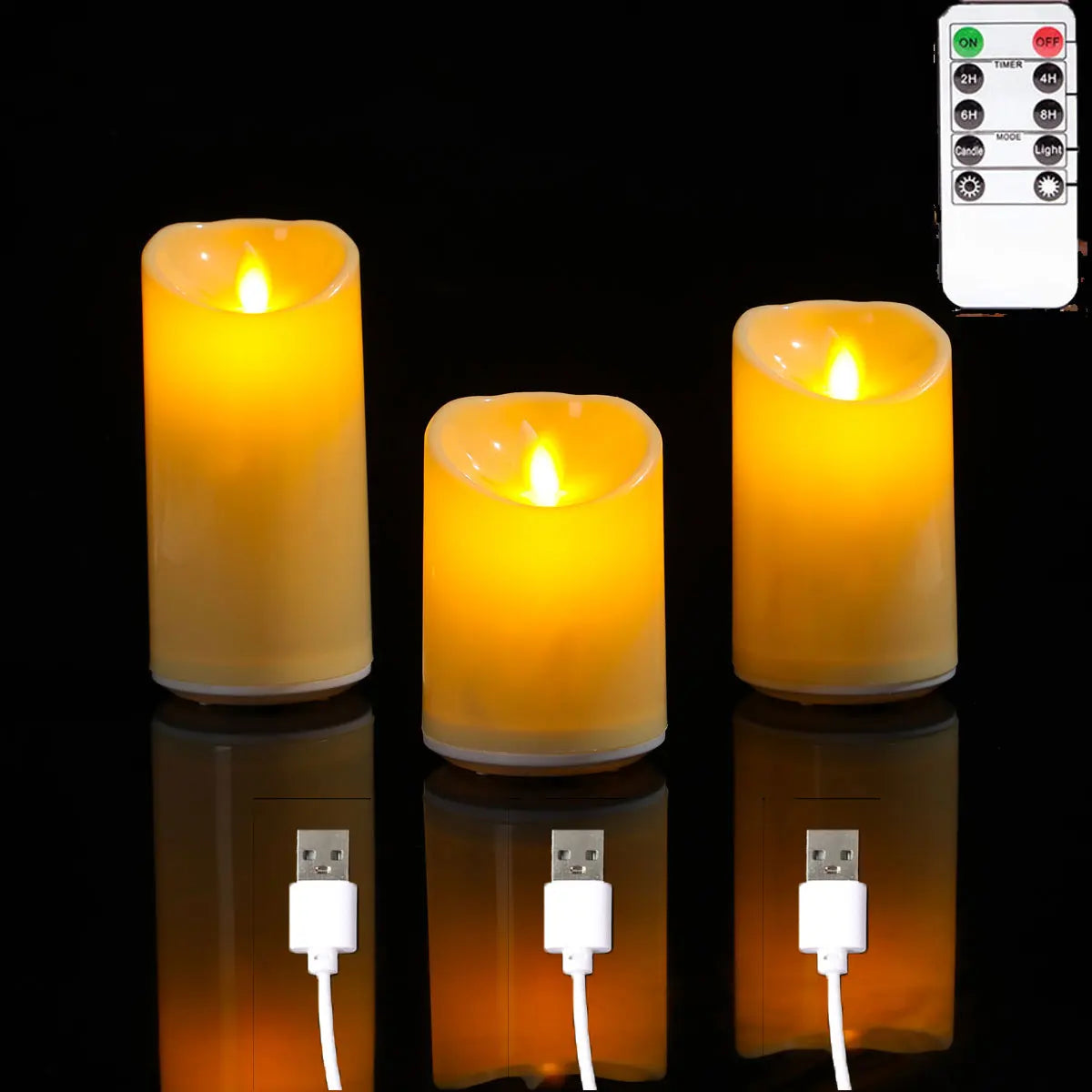 Bougies LED Flamme Vacillante FOYRA — Rechargeables USB, avec télécommande