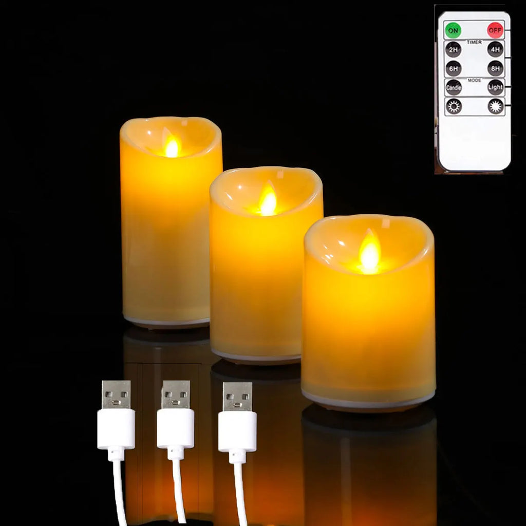 Bougies LED Flamme Vacillante FOYRA — Rechargeables USB, avec télécommande