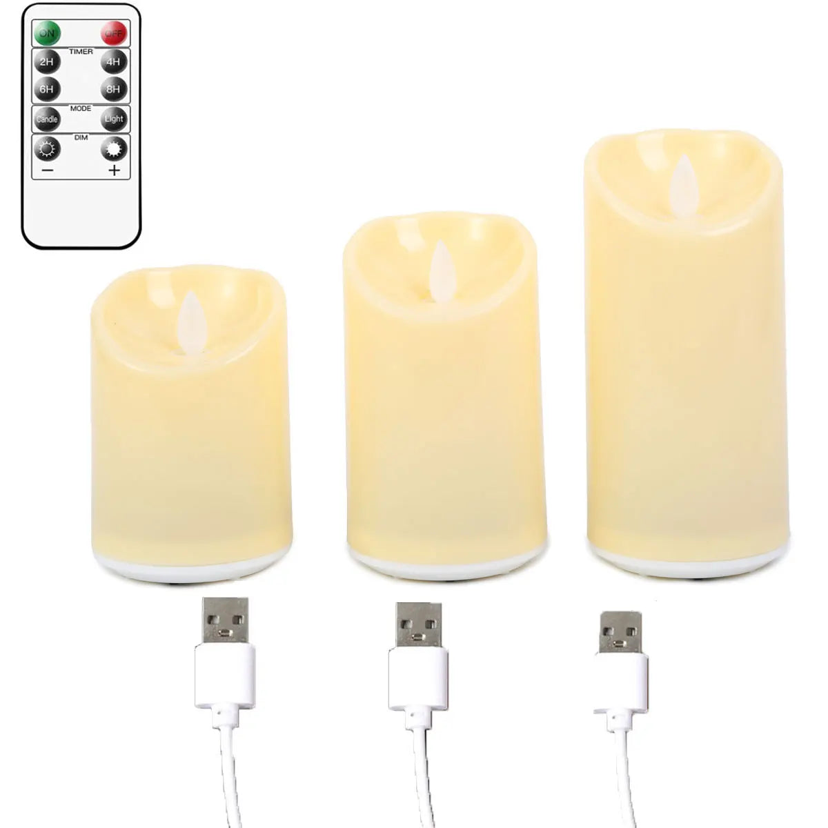 Bougies LED Flamme Vacillante FOYRA — Rechargeables USB, avec télécommande